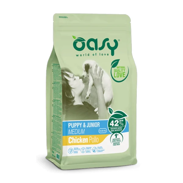 Oasy Lifestage Puppy & Junior Medium Chicken 12 Kg